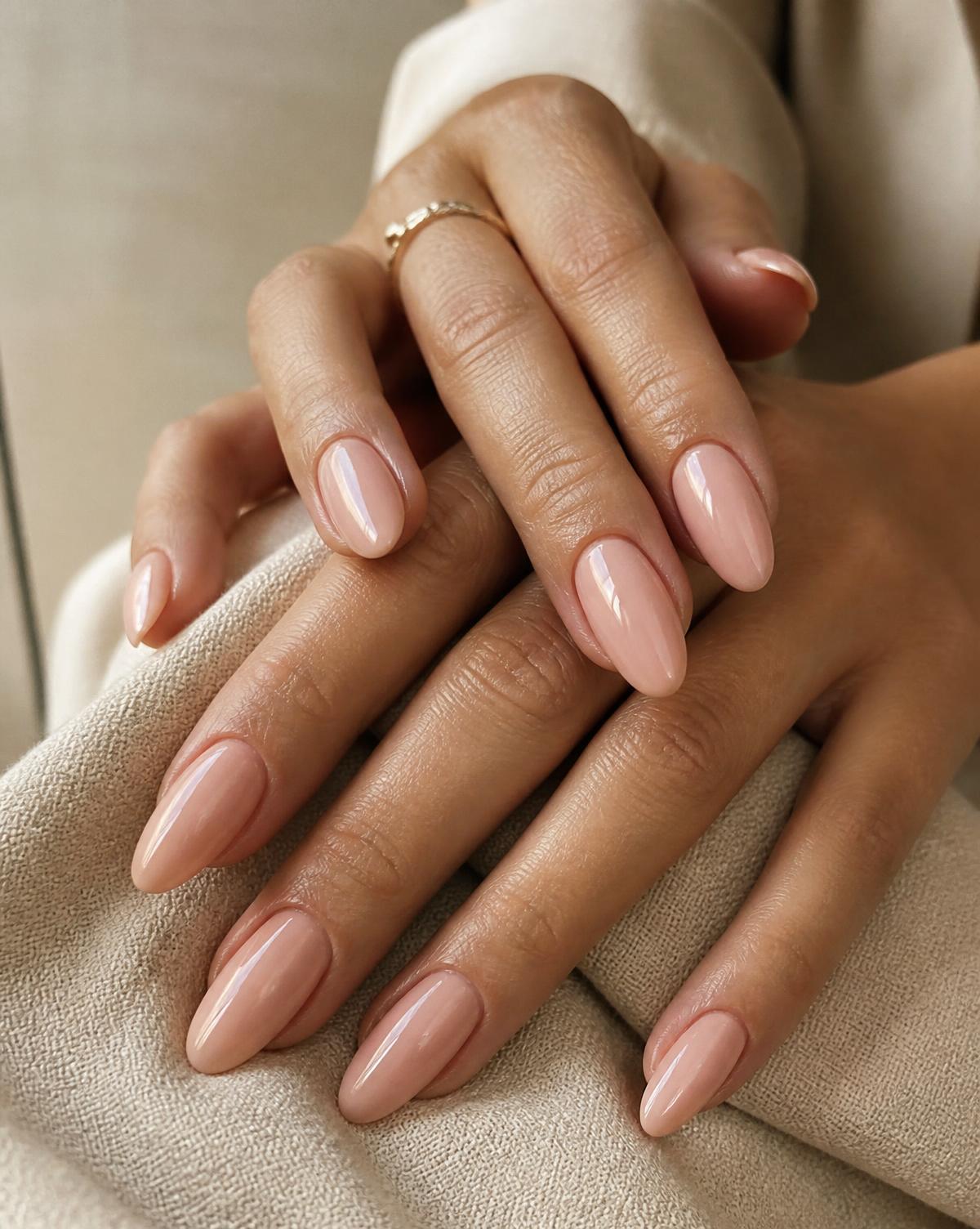 Gelnagels en BIAB nagels met een natuurlijke glanzende afwerking